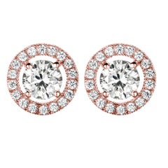 Faustine Circle Pink Gold Diamond Earrings a Pair or 18 Carat Pink Gold Earrings