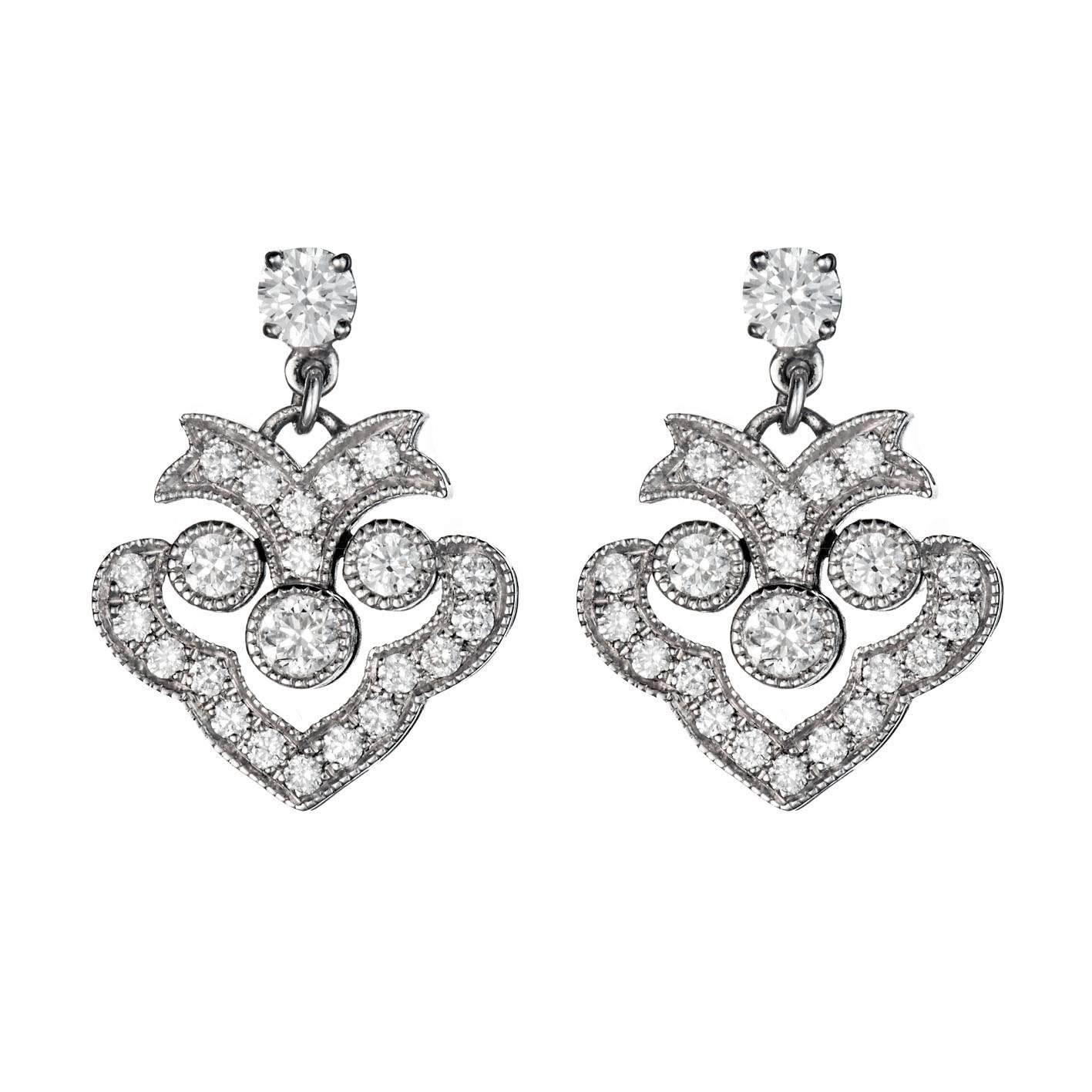 Pair of Eulalie Art Deco Style Diamond Earrings For Sale