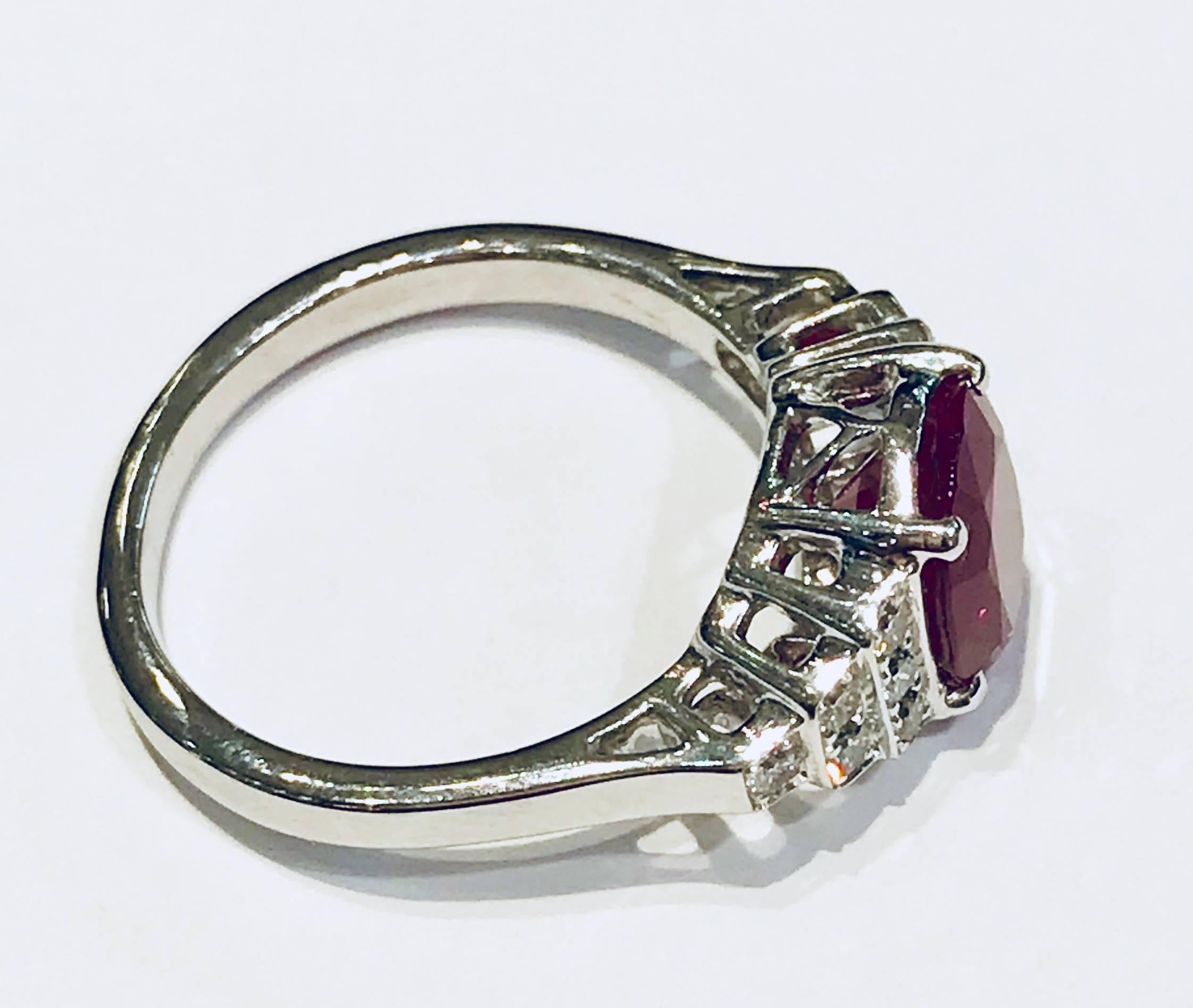 Art Deco Andeole Ruby and Diamond Ring For Sale
