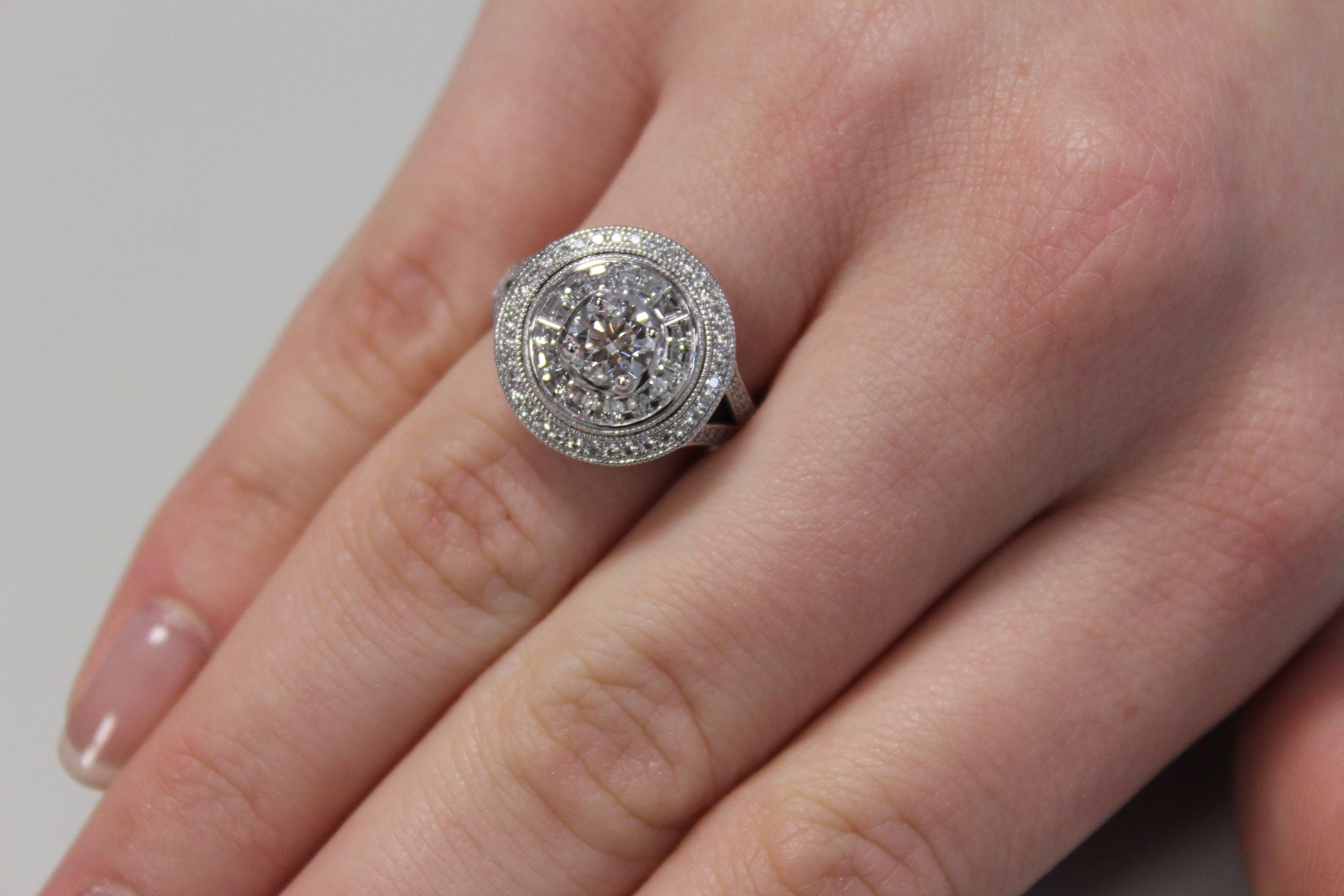 'Victorine' Ring Diamond Set with Calibre Cut Diamonds In Excellent Condition For Sale In Paris, FR