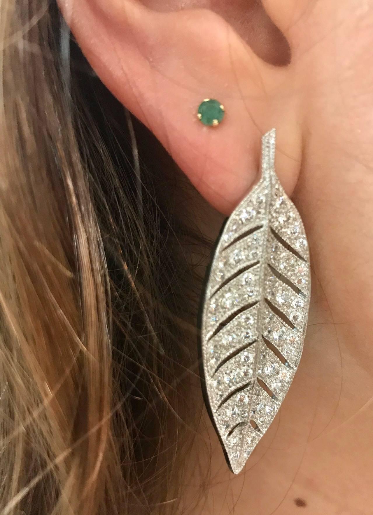 Modern Bacchus Laurel Leaf Diamonds Earrings For Sale