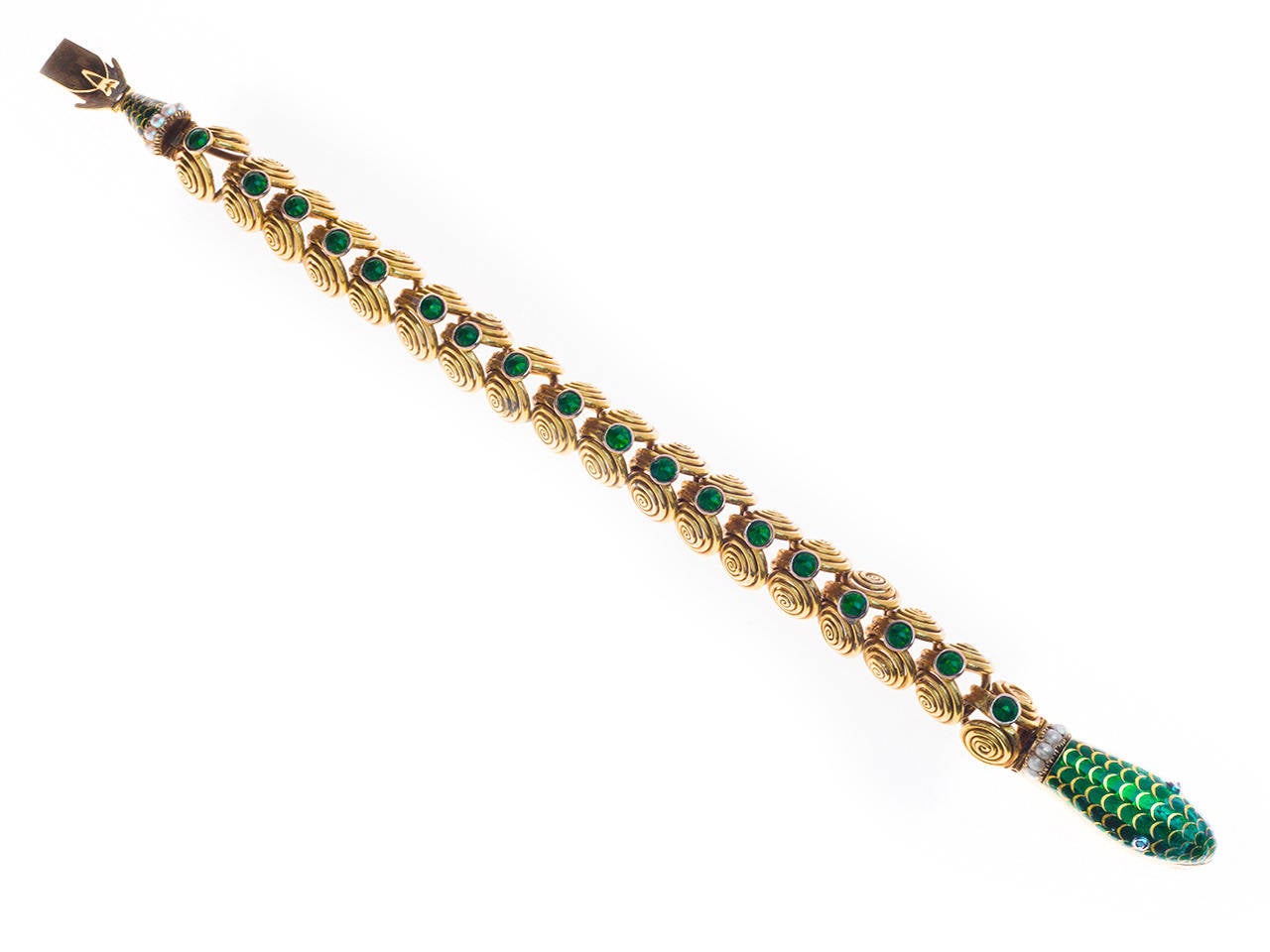 Bead Enamel Pearl Gold Snake Bracelet