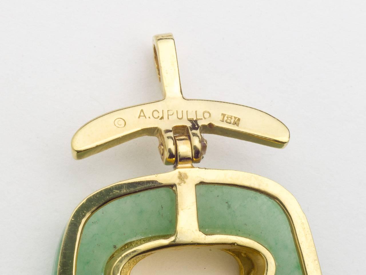 Aldo Cipullo Jade-Gold-Hamsa-Anhänger 1