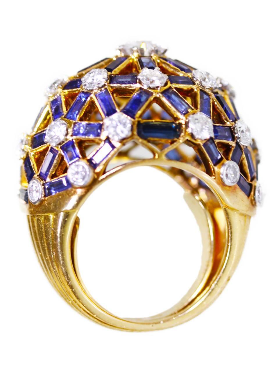 1960s Mellerio Paris Sapphire and Diamond Ring For Sale at 1stdibs