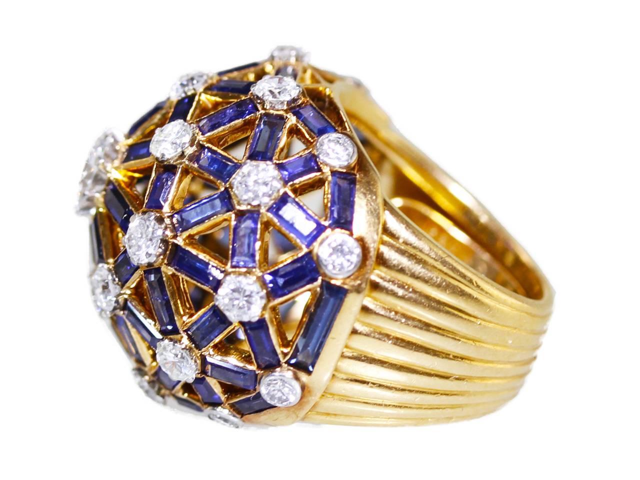1960s Mellerio Paris Sapphire and Diamond Ring In Excellent Condition In San Antonio, TX