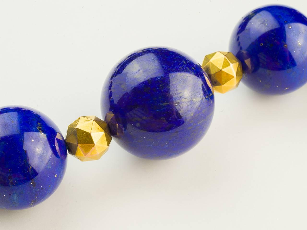 Women's or Men's Carvin French Lapis Bead Necklace