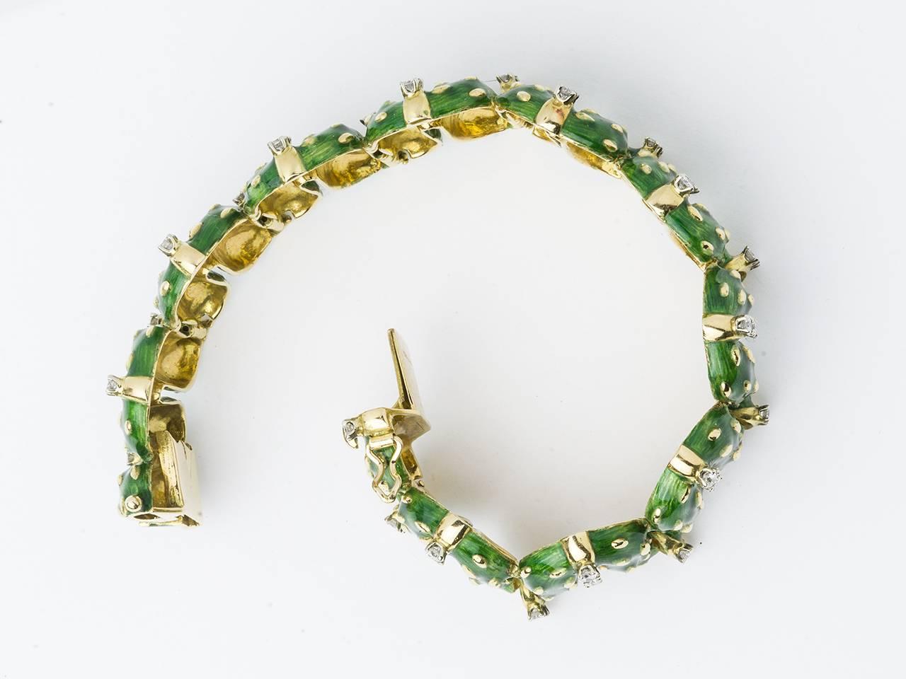 Women's or Men's French Enamel and Diamond Bracelet