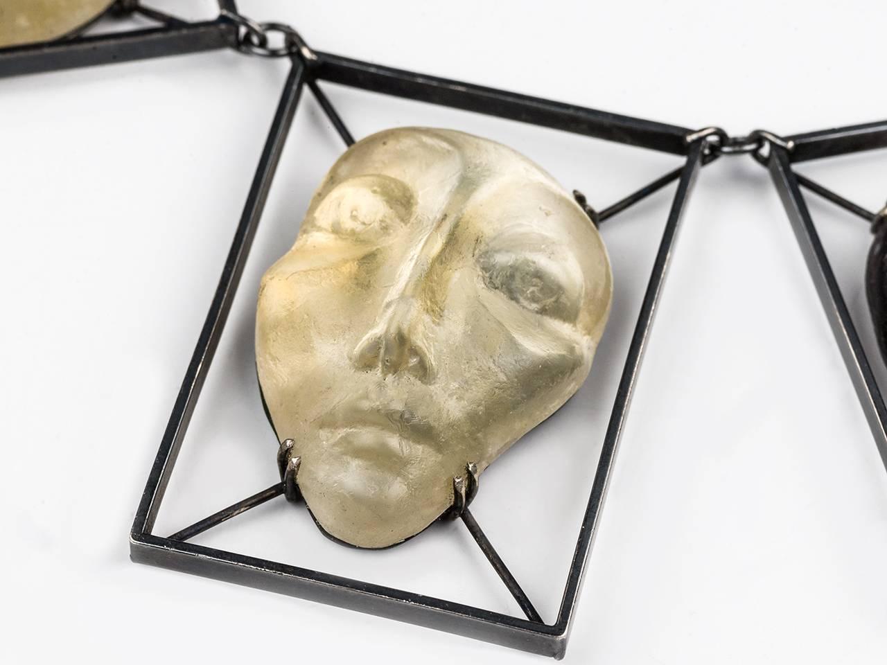 Women's or Men's Imre Art Glass Mask Necklace