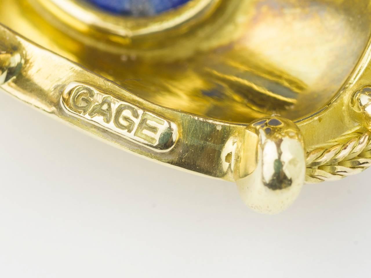 Elizabeth Gage Lapis Lazuli Gold Earclips 3