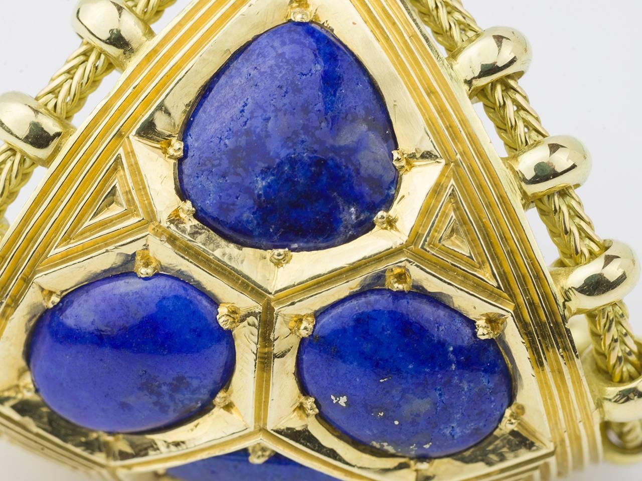 Elizabeth Gage Lapis Lazuli Gold Earclips 2