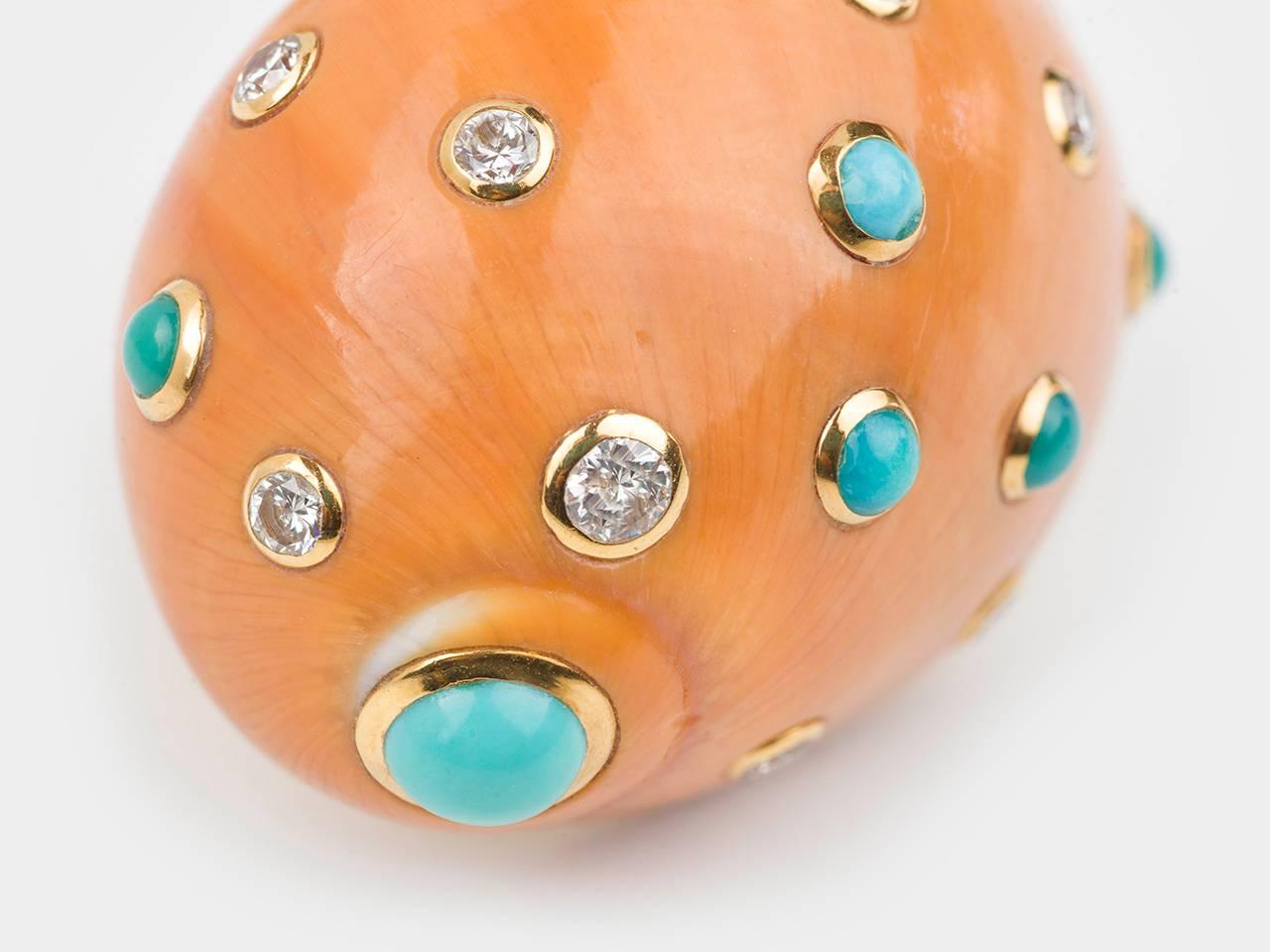 Women's Trianon Diamond Turquoise Shell Earclips