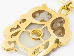 Large Carved Nephrite Gold Pendant Necklace
