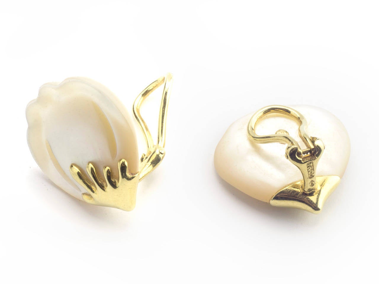 Tiffany & Co. Mother of Pearl Gold Lotus Earclips