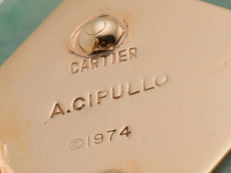 Cartier Aldo Cipullo Jade Lapis Gold Earclips In Excellent Condition In San Antonio, TX