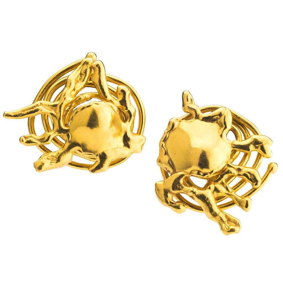 Jean Mahie Free Form Gold Earclips