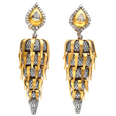 Dramatic Diamond Gold Ear Pendants 3