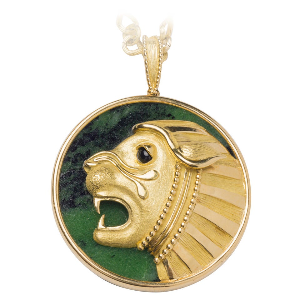 Mauboussin Malachite Gold Lion Pendant Necklace