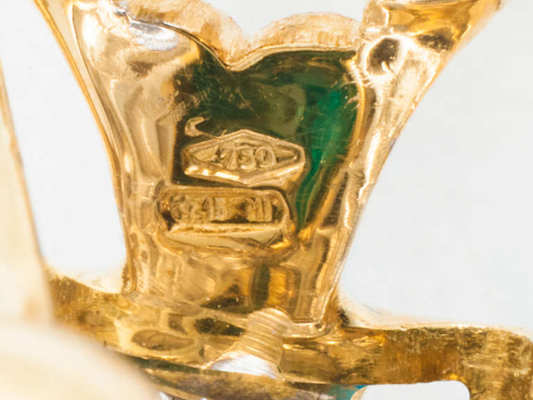 Buccellati Emerald Diamond Earclips In Good Condition In San Antonio, TX