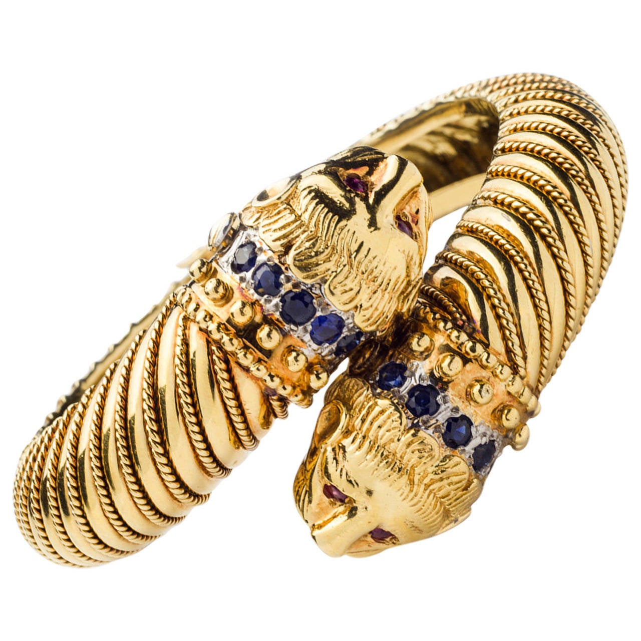 Zolotas Ruby Sapphire Gold Chimera Cuff Bracelet