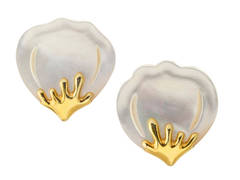 Tiffany & Co. Mother Of Pearl Lotus Earclips