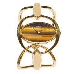 Chopard Lady's Yellow Gold Bracelet Watch with Tiger's Eye Dial circa 1975