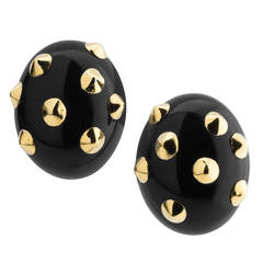 Onyx and Gold Earclips by Angela 10