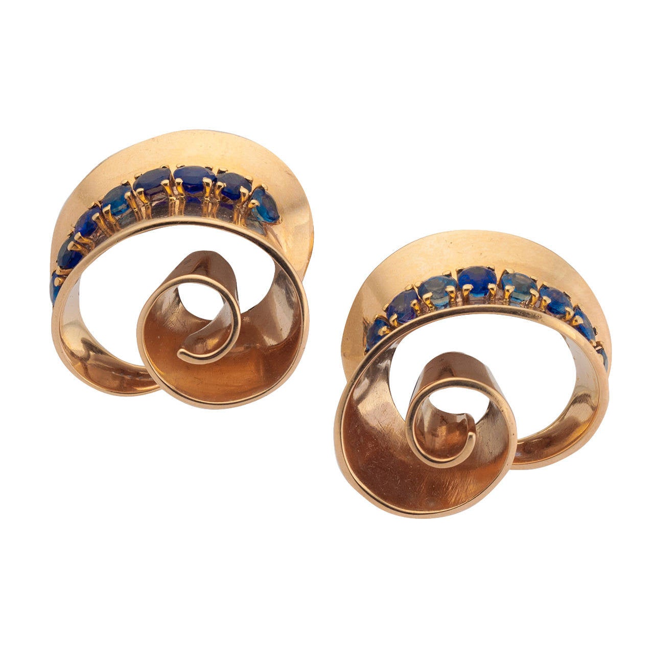 Sapphire Gold Earclips