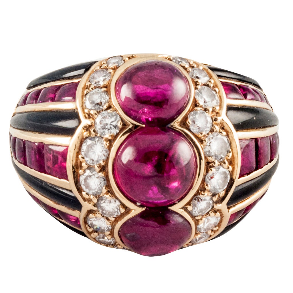 Bulgari Ruby Diamond Gold Dome Ring
