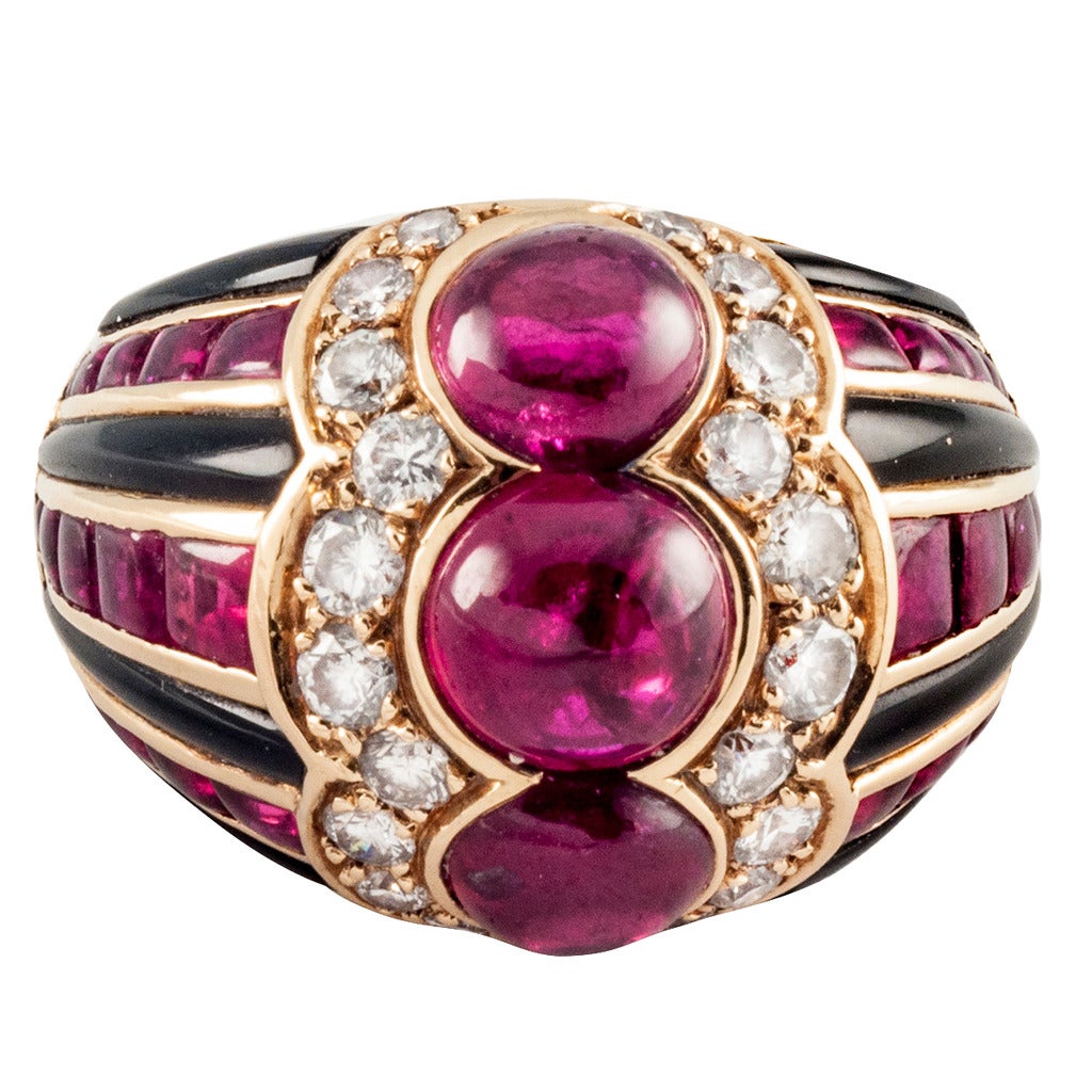 Bulgari Ruby Diamond Gold Dome Ring