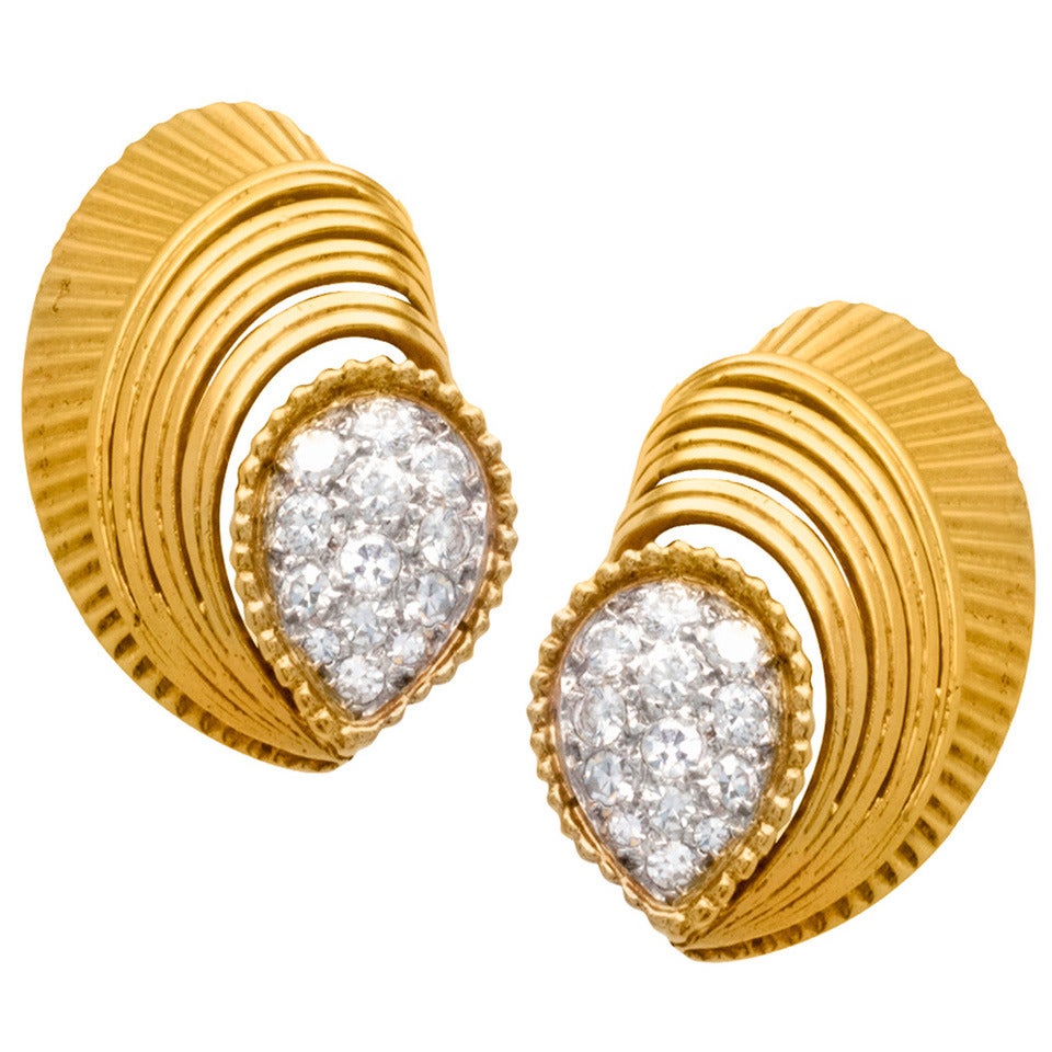 Cartier Paris Diamond Gold Earrings