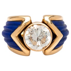 Breiter Vintage-Ring von Boucheron mit Diamanten und Lapislazuli
