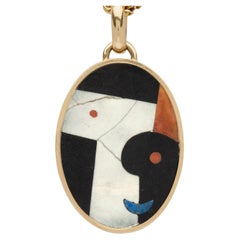 Ciondolo Bulgari con intarsio in pietra dura e catena lunga Bulgari (78")