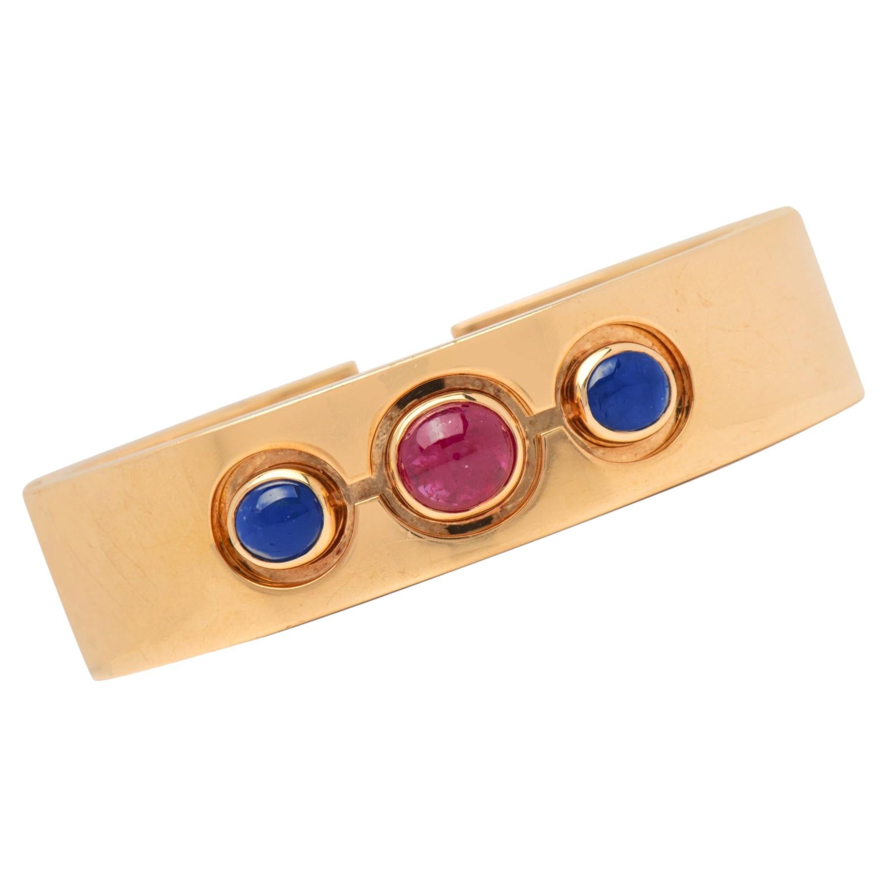 Vintage Bulgari Ruby and Sapphire Cuff Bracelet