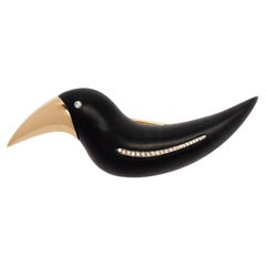 Vhernier Ebony and Diamond Toucan Brooch