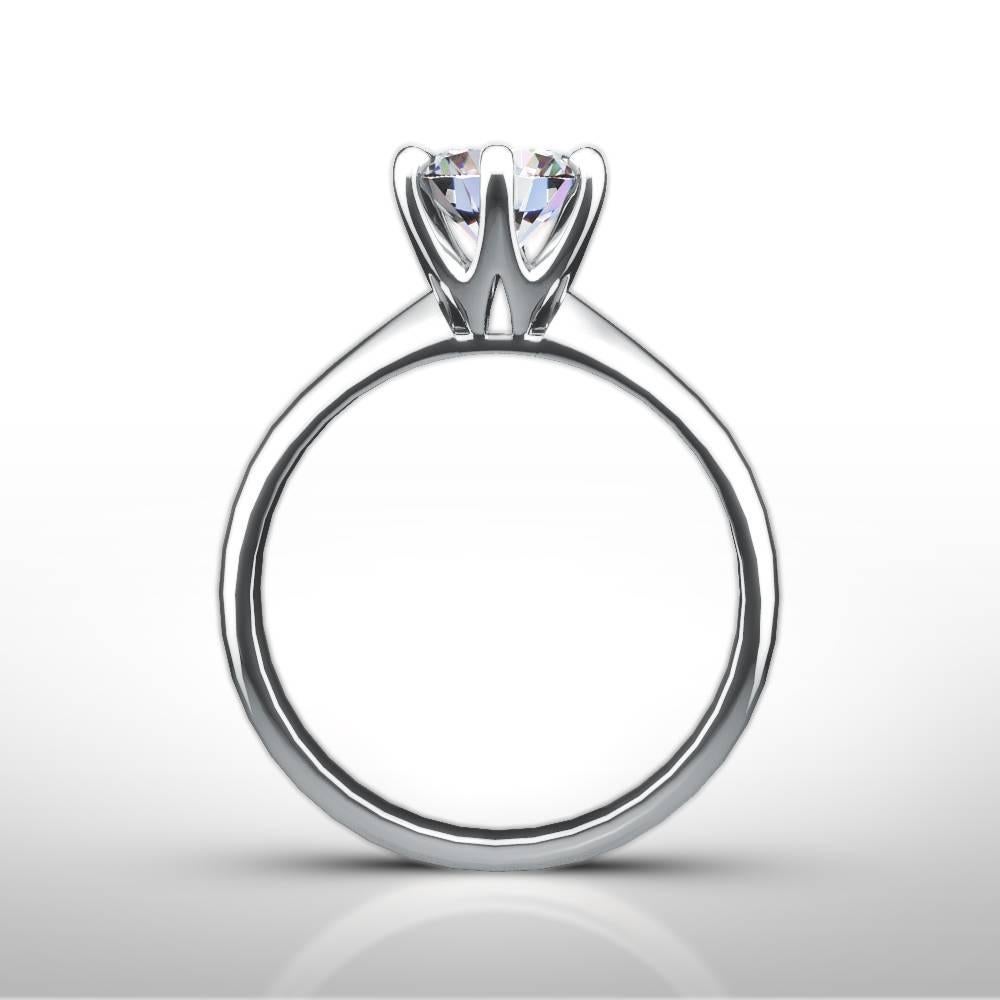 Stunning 1.01ct H-VS1 brilliant cut round natural diamond engagement ring crafted in hallmarked 18k white gold in the classic 6 claw Tiffany style setting. Size N (may be re-sized 2 sizes up or down) and hand finished to perfection by our skilled