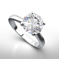 Platinum 2 Carat Round Diamond Cartier Style Solitaire Engagement Ring