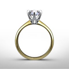 White or Yellow Gold 1 Carat Round Diamond Tiffany & Co. Style Engagement Ring