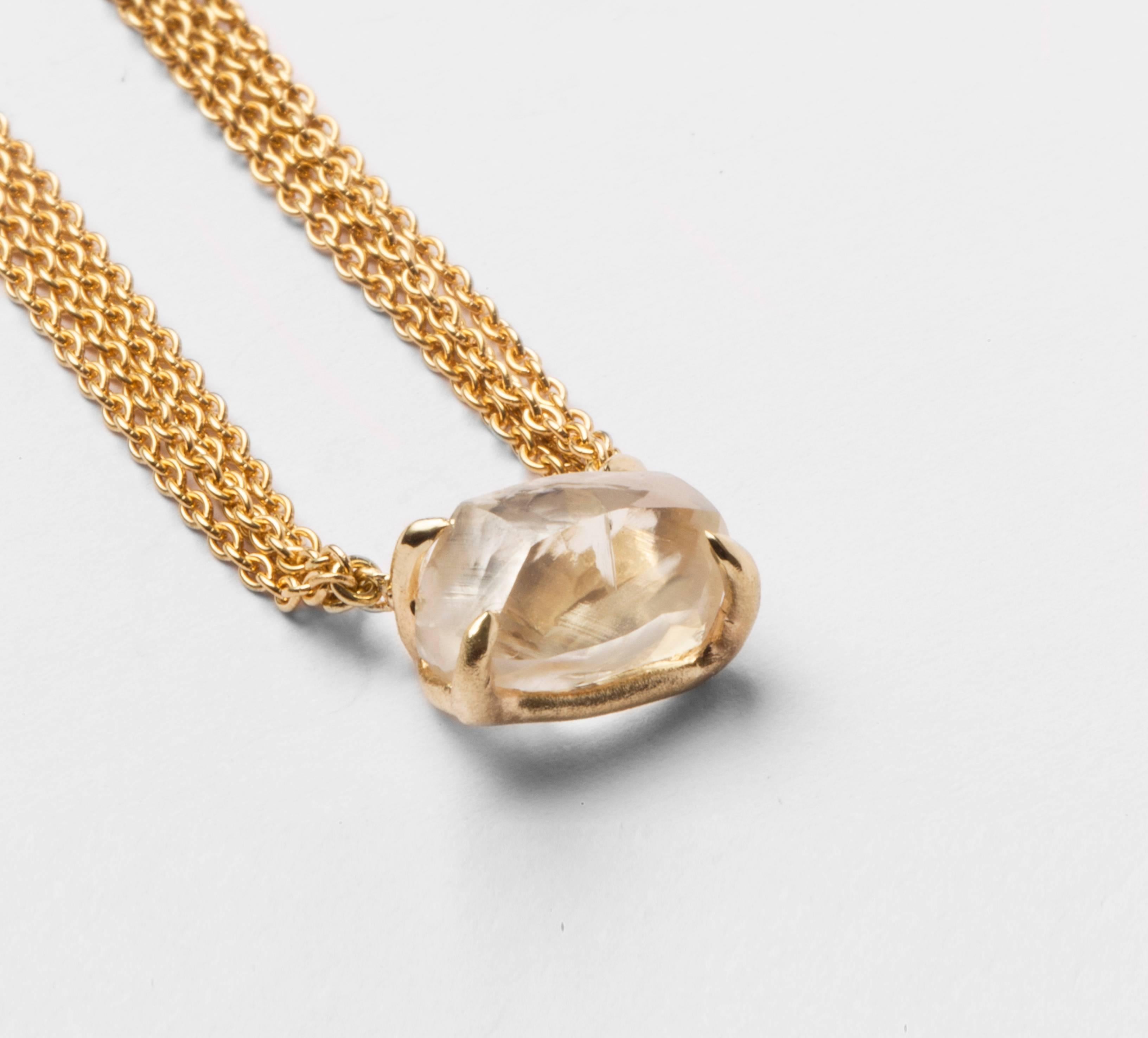 4.19 Carat Rough White Diamond Pendant Necklace In New Condition For Sale In Copenhagen, DK