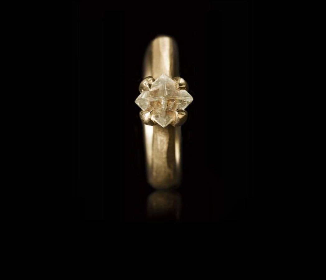 Contemporary 2.08 Carat White Rough Octahedron Diamond Engagement Ring