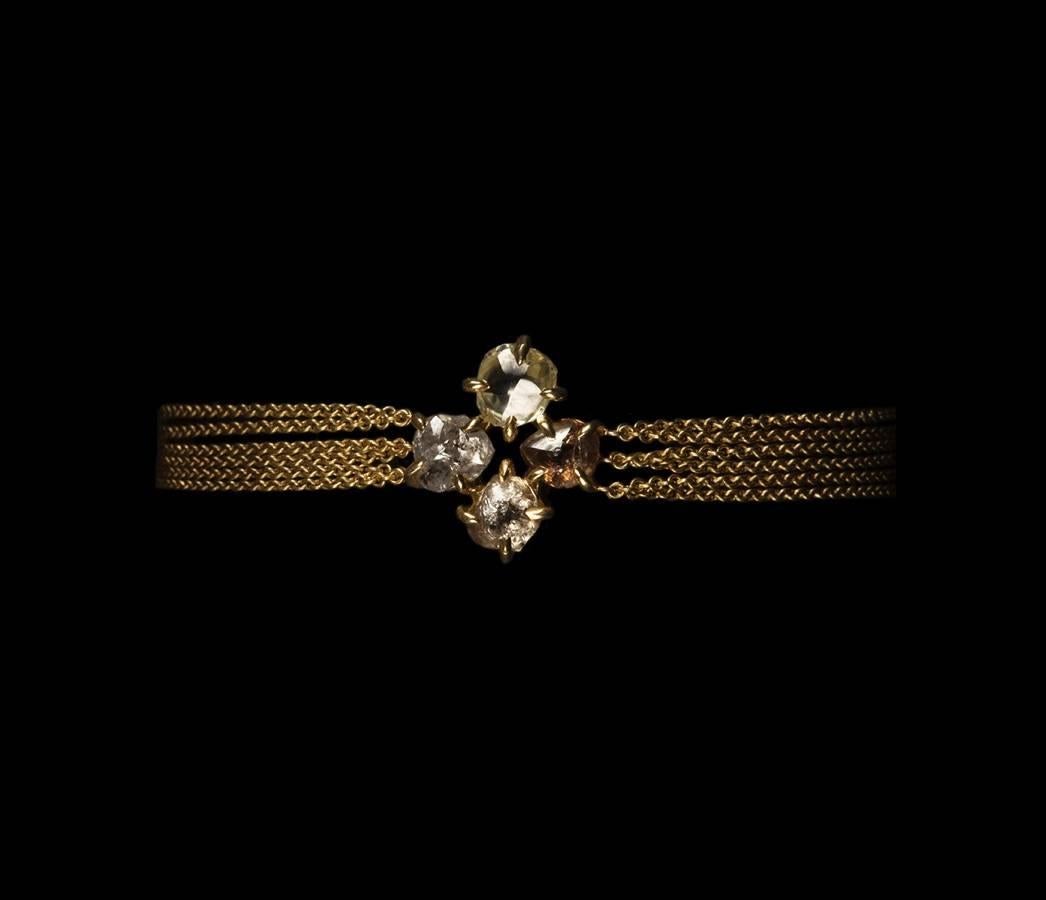 Contemporary 5.62 Carat Rough Diamonds Chain Bracelet For Sale