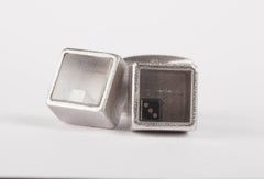 2.89 Carat Black Diamond Dices in White Gold Cufflinks with Sapphire Glass