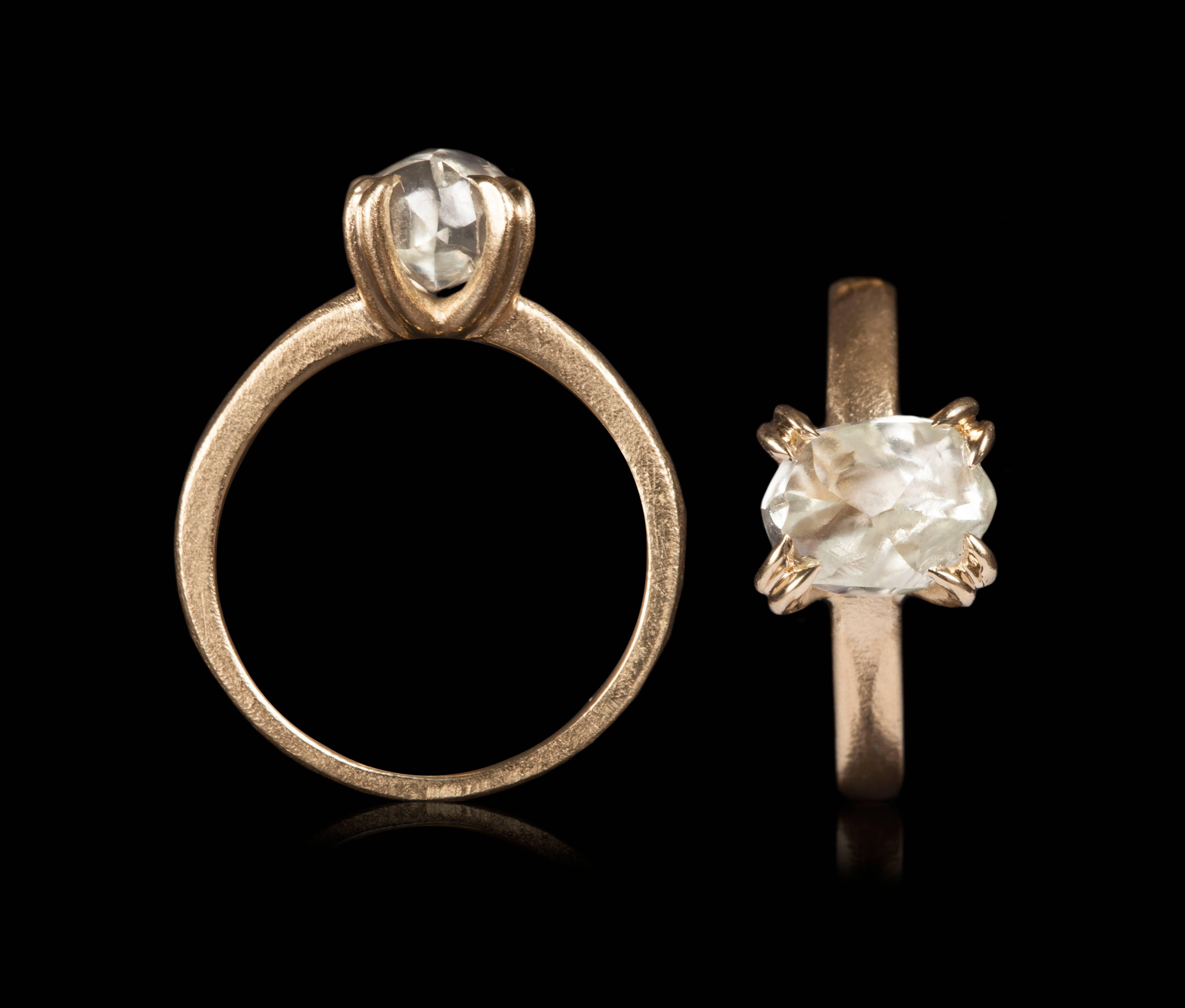 3.19 Carat Rough White Diamond Engagement Ring In New Condition In Copenhagen, DK