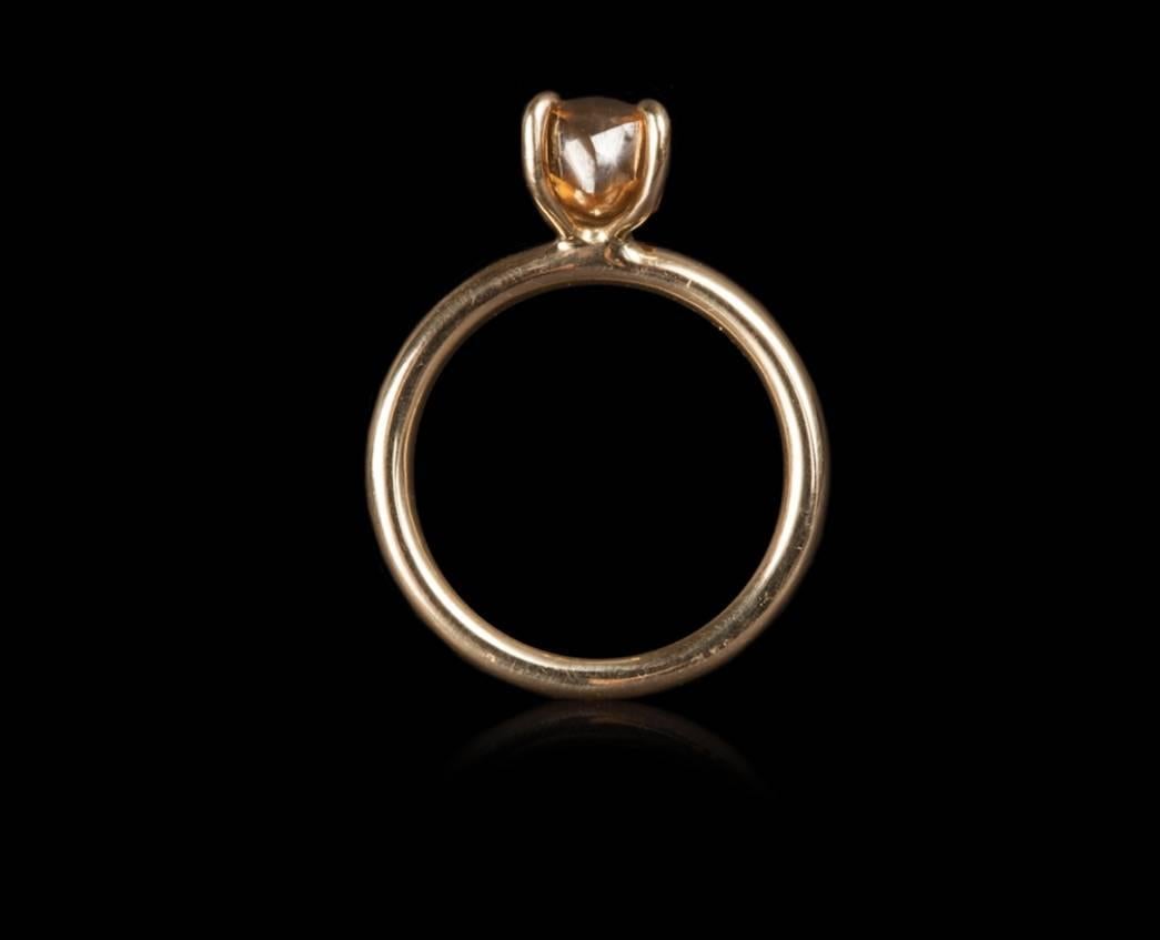 2.90 Carat Rough Fancy Orange Brown Diamond Solitaire Engagement Gold Ring In New Condition In Copenhagen, DK