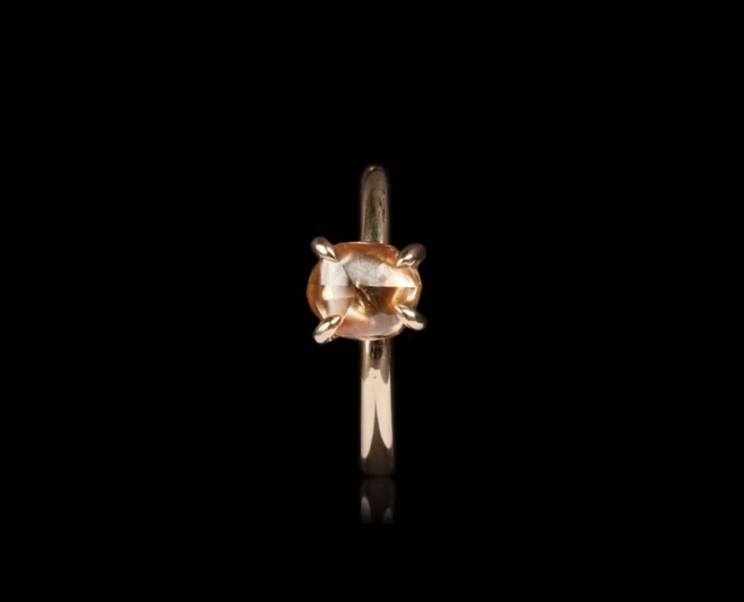 Contemporary 2.90 Carat Rough Fancy Orange Brown Diamond Solitaire Engagement Gold Ring