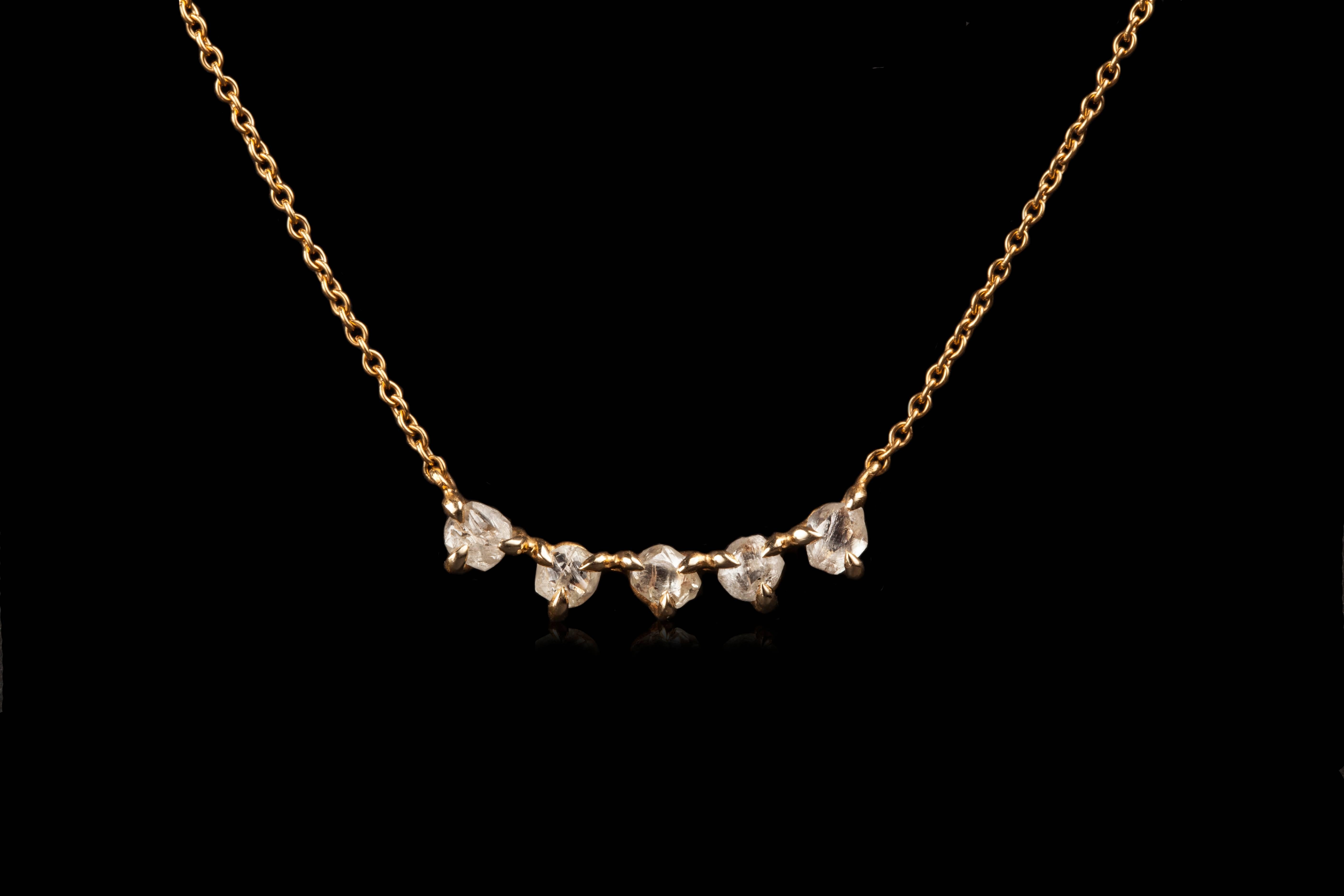 Contemporary 1.17 Carat Rough White Diamonds Gold Chain Necklace For Sale