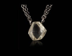 1.52 Carat Rough White Diamond Black Rhodium White Gold Pendant Necklace