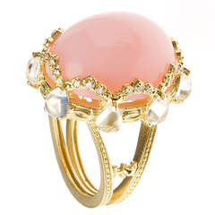Stambolian Pink Opal Diamond Gold Ring