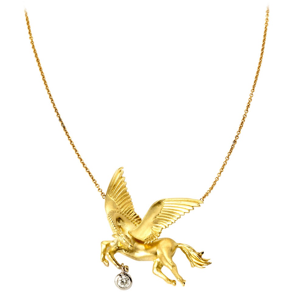 Stambolian Diamond Gold Pegasus Necklace