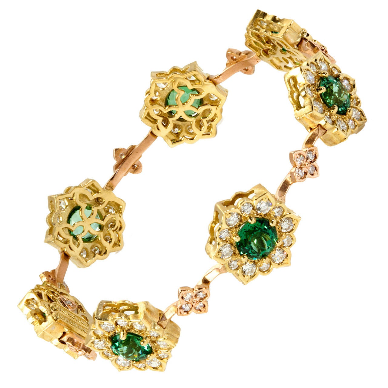 Stambolian Tourmaline Diamond Gold Bracelet