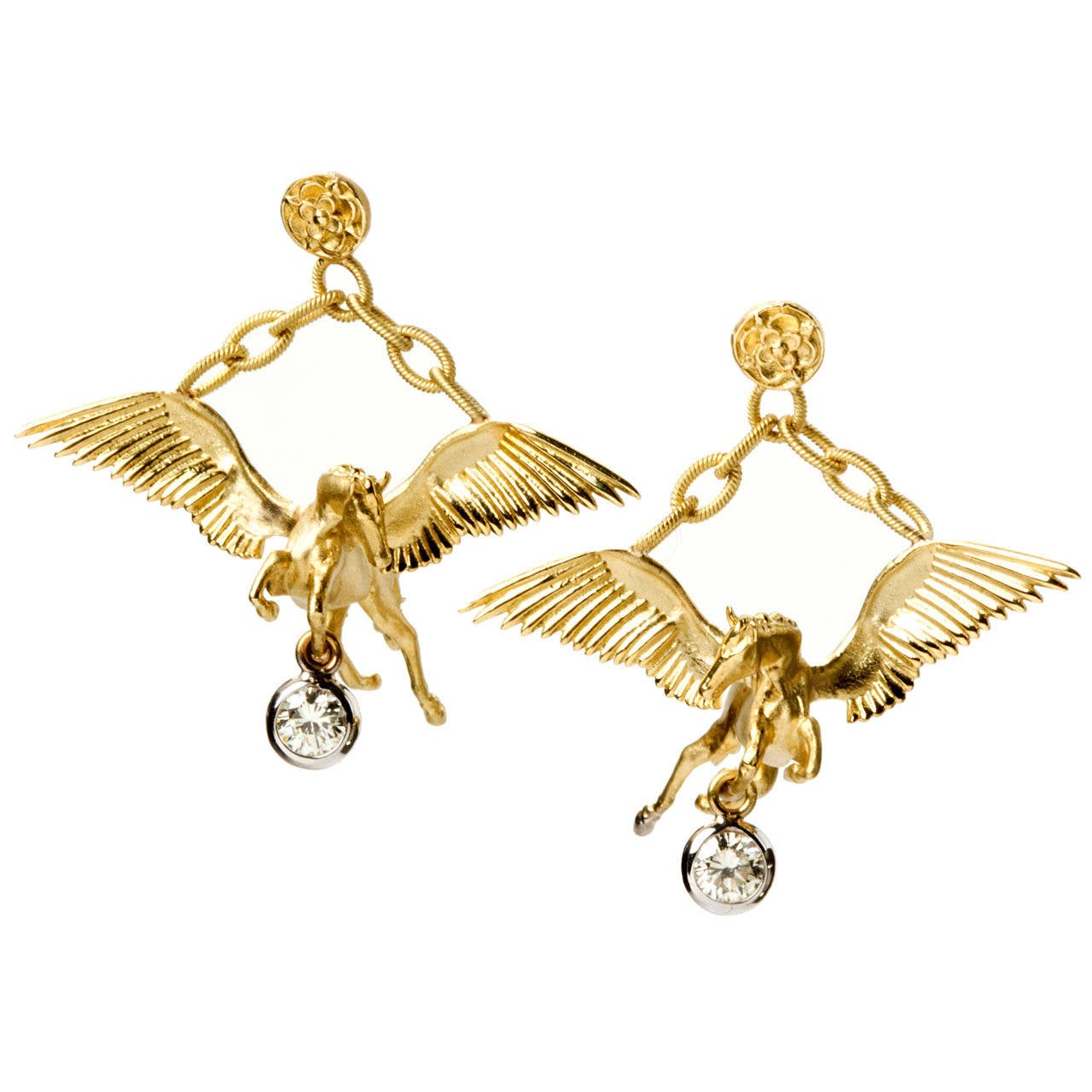 Diamond Gold Pegasus Earrings